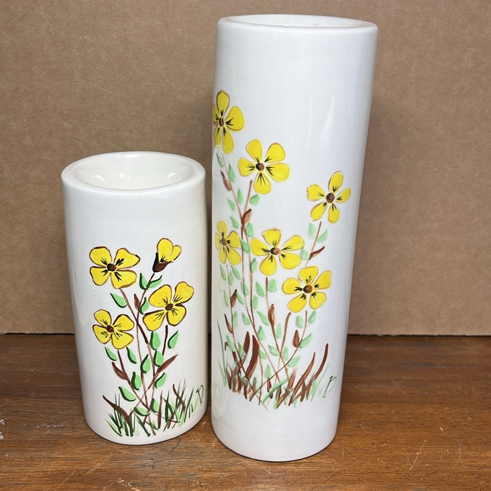Vintage 70’s Mid century cylinder candle holder set